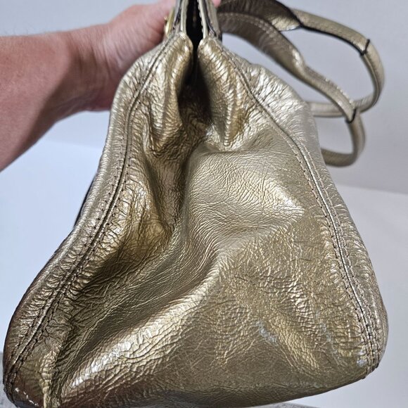 Coach Purse Garnet Gold Patent Leather Turnlock Satchel 13915 - Picture 7 of 16